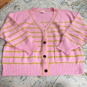 Pink Lily Pink and Yellow Striped Cardigan